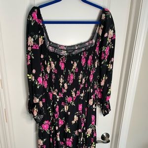 EUC pink floral smocked top Torrid midi dress 2x